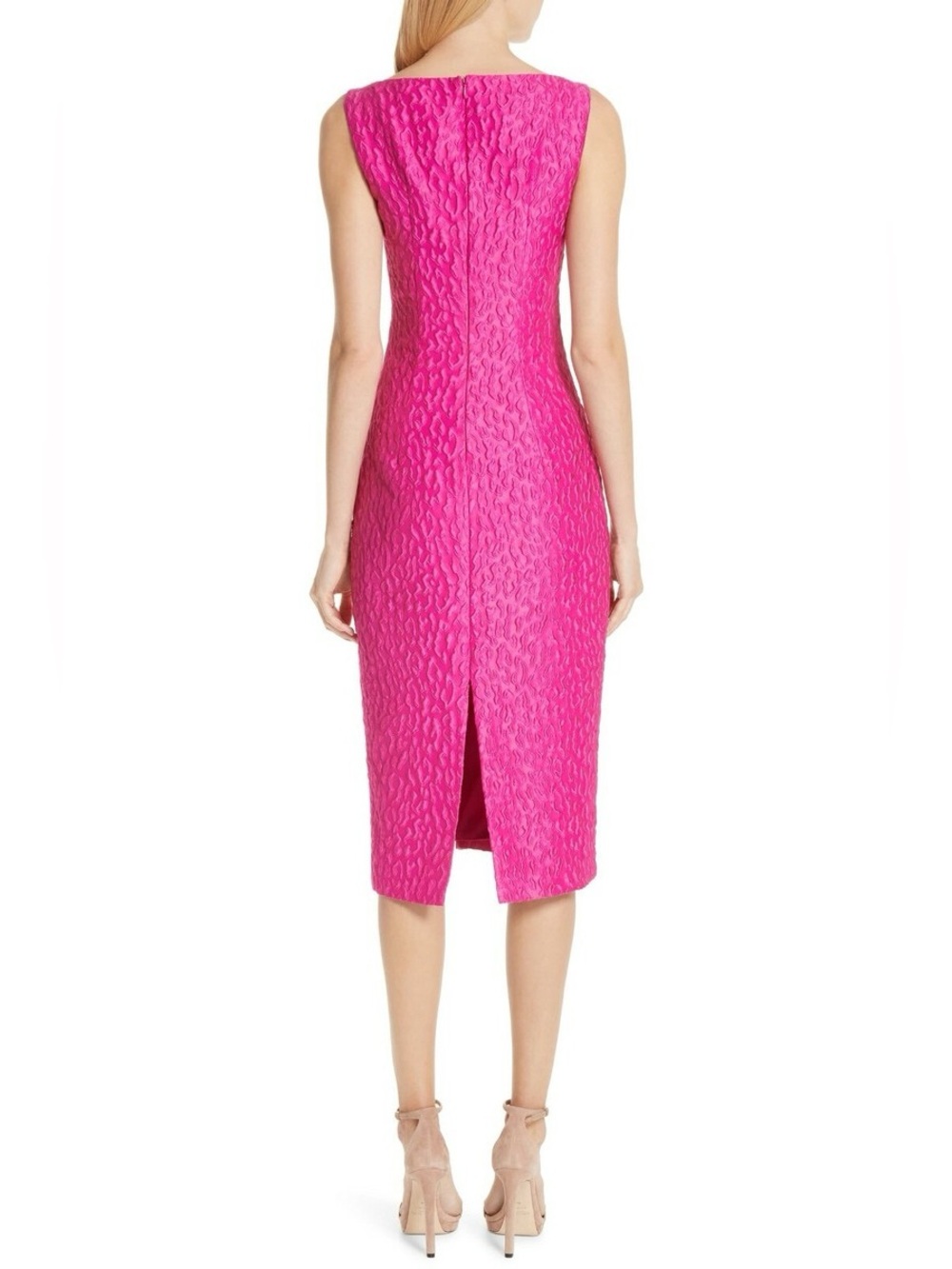 Brandon Maxwell Fuchsia Textured Strapless Midi Dress - Picture 3 of 7